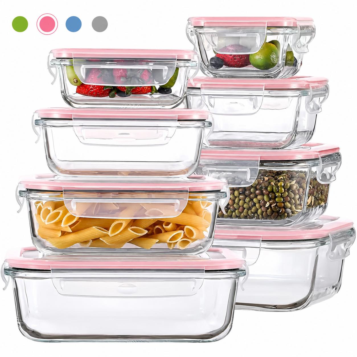 Meal Prep Glass Containers Oven Safe - 8/12 Pack Borosilicate Glass Food Storage
