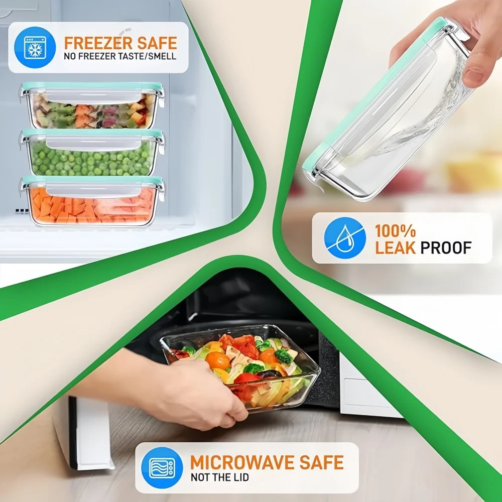 Rectangular Borosilicate Glass - Meal Prep Glass Containers Oven Safe recension och pris