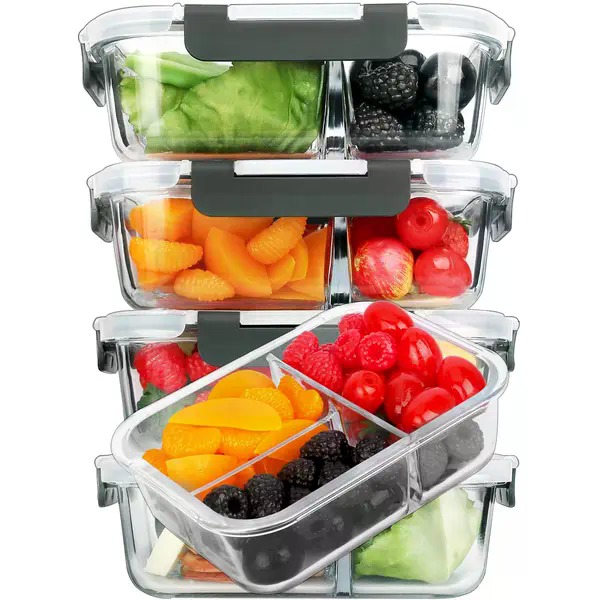 5-Pack Rectangular Borosilicat - Meal Prep Glass Containers Oven Safe recension och pris