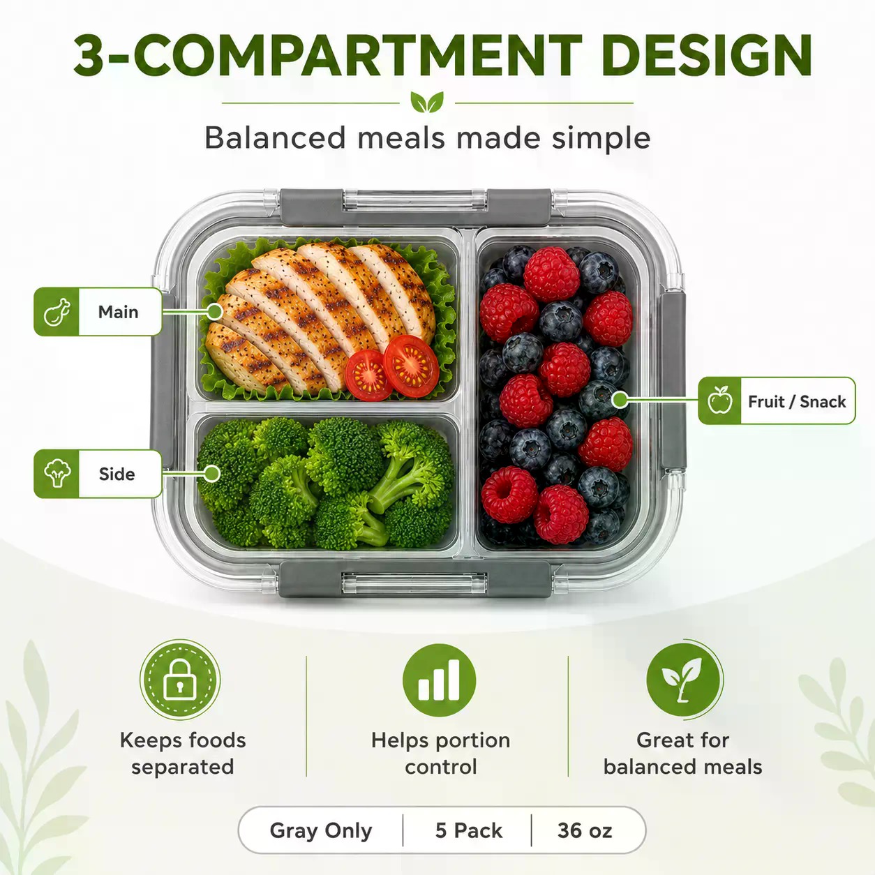 5-Pack Rectangular Borosilicat - Meal Prep Glass Containers Oven Safe recension och pris