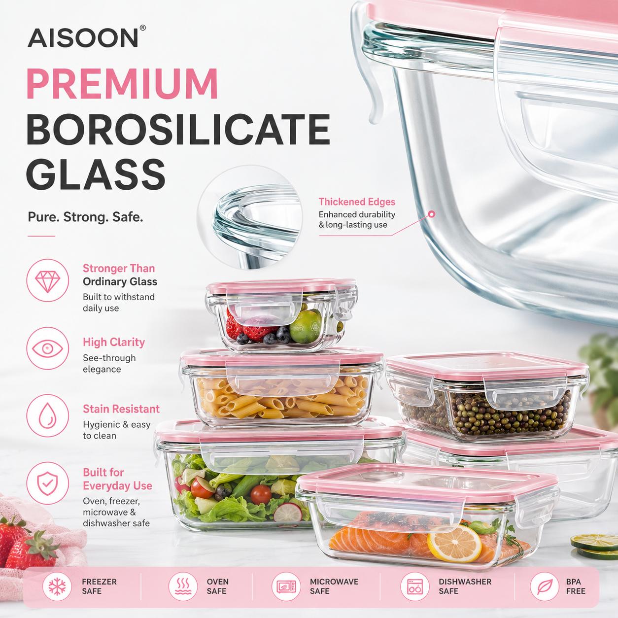 8/12 Pack Borosilicate Glass F - Meal Prep Glass Containers Oven Safe recension och pris