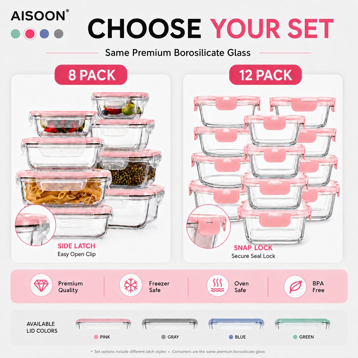 8/12 Pack Borosilicate Glass F - Meal Prep Glass Containers Oven Safe recension och pris